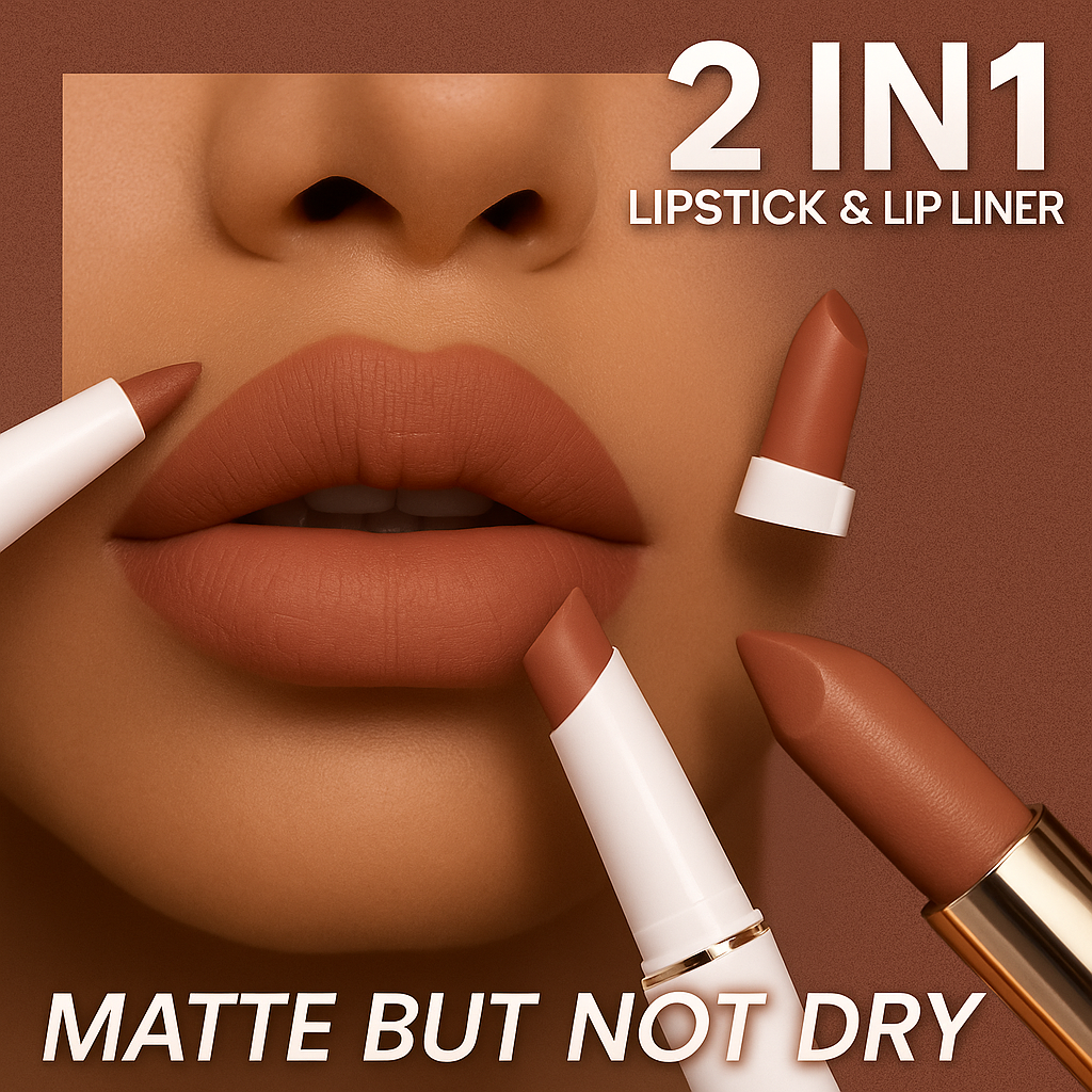2-in-1 Matte Lipstick & Liner Combo β Waterproof & Long-Lasting π