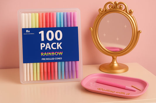 100-Pack Rainbow Pre-Rolled Cones π | King Size with Filters, Mini Scoop & More