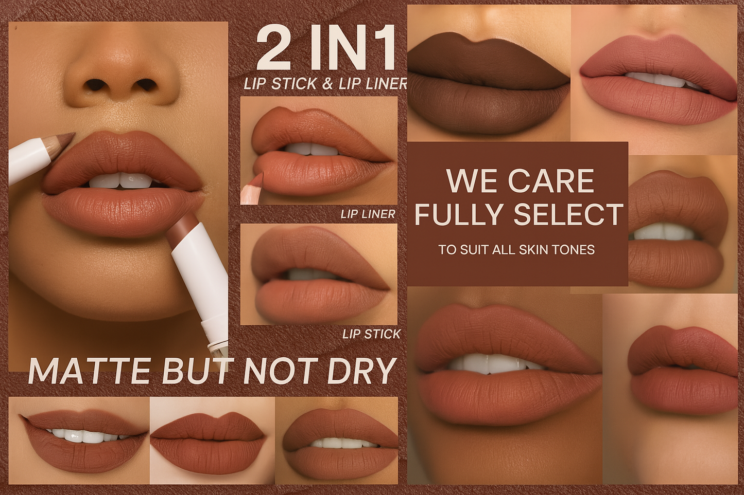 2-in-1 Matte Lipstick & Liner Combo β Waterproof & Long-Lasting π