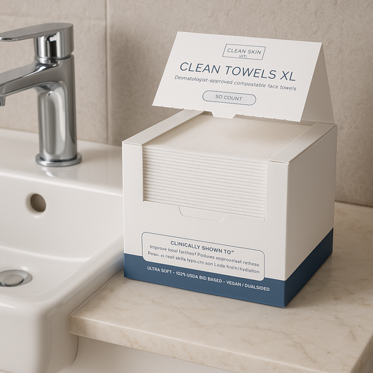 Z Clean Skin Club Clean Towels XL™ – Ultra Soft, 100% Biobased Face Towelettes (🧼✨  Ct)