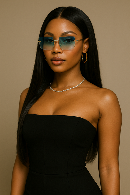 Rimless Sunglasses for Women & Men – Gradient Blue Lens Vibe 😎