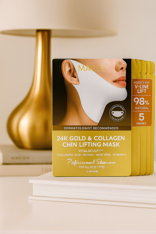 Mareé 24K Gold & Collagen Chin Lifting Mask (5-Pack) ✨ Sculpt + Snatch with V-Line Precision