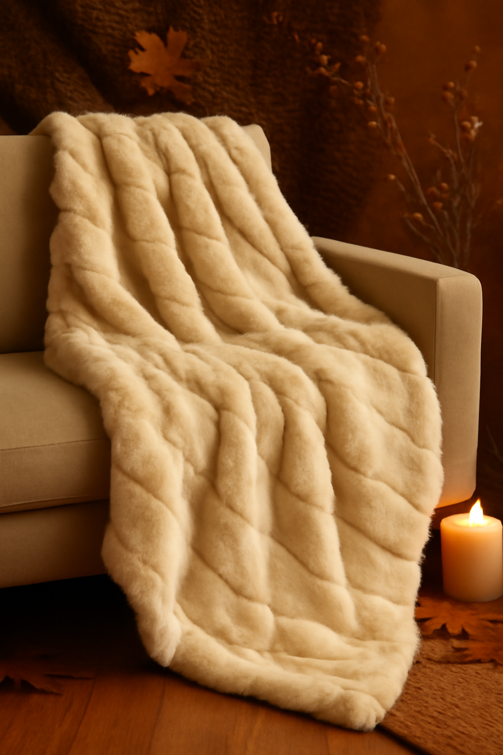 Cozy Bliss Faux Fur Throw Blanket 🩶✨ — Beige Edition
