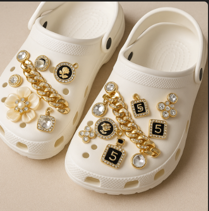 Z Cream Platform Crocs + Luxe Gold Charms (Sold Separately)
