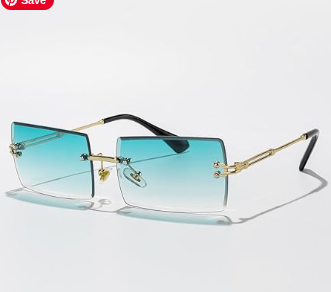 Rimless Sunglasses for Women & Men – Gradient Blue Lens Vibe 😎